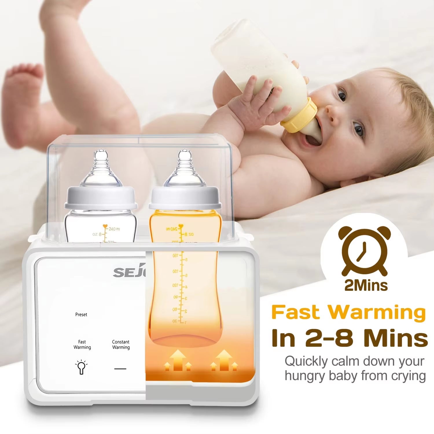 SEJOY Bottle Warmer, 6 in 1,Breastmilk and Formula Milk Warmer, Baby Food Heating, Baby Water Warmer, Breast Feeding Essentials