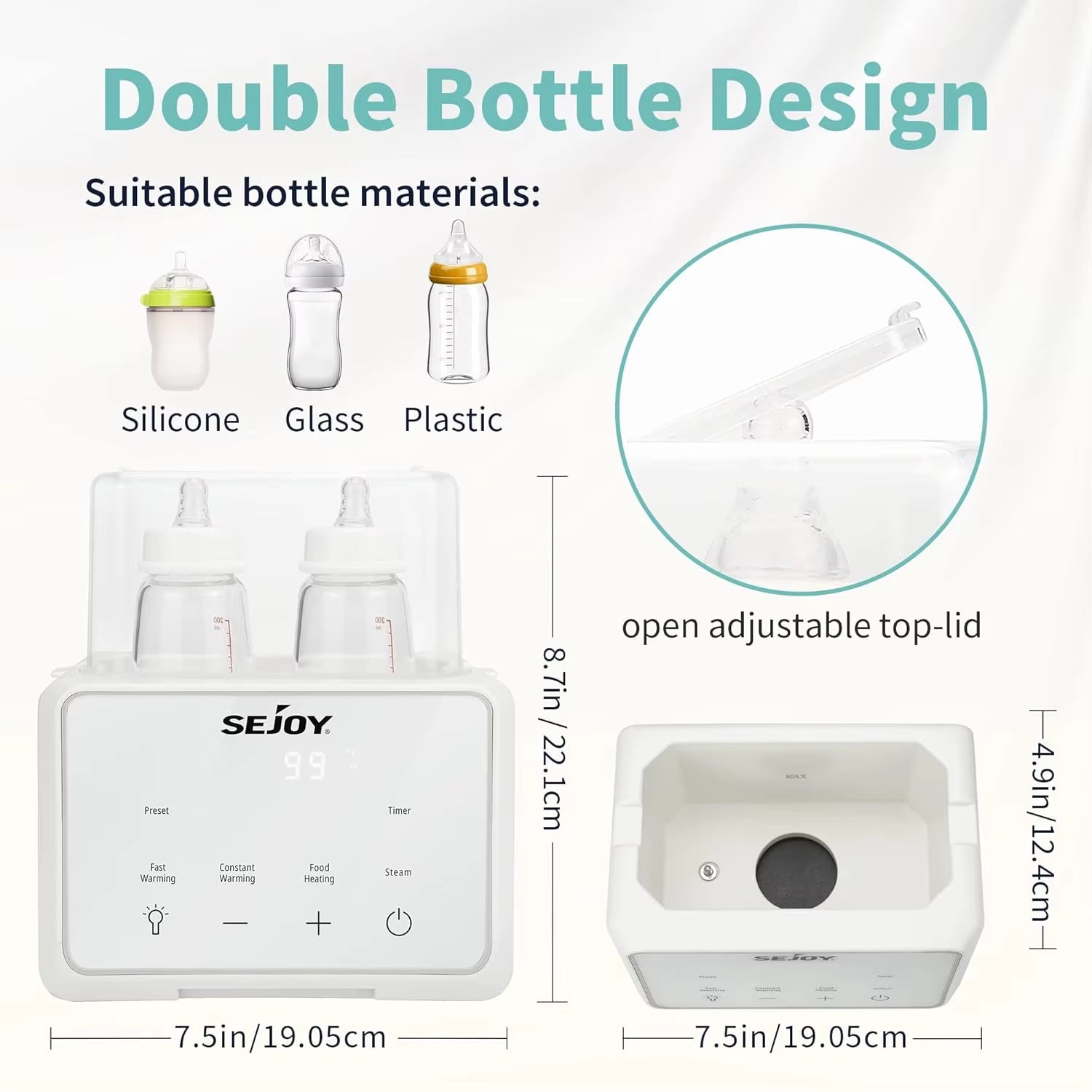 SEJOY Bottle Warmer, 6 in 1,Breastmilk and Formula Milk Warmer, Baby Food Heating, Baby Water Warmer, Breast Feeding Essentials